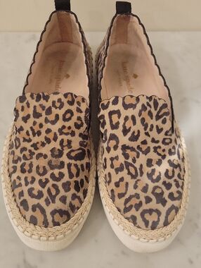 Kate spade Leopard-Print Scalloped Espadrille Leather Slip-On - Tan/Black